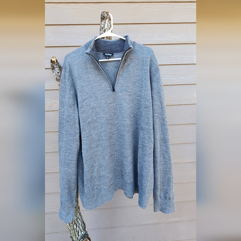 Men's Gray Zip-Up  Merino Wool Bland Sweater XXl. 2x.